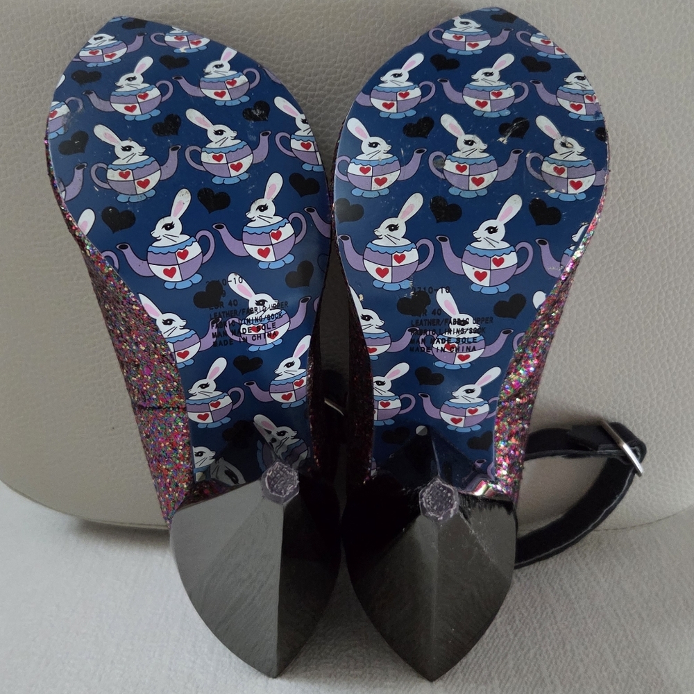 Irregular Choice Multicolor Rainbow Glitter Geometric Cone Heels VTG HTF 80's - Picture 9 of 16